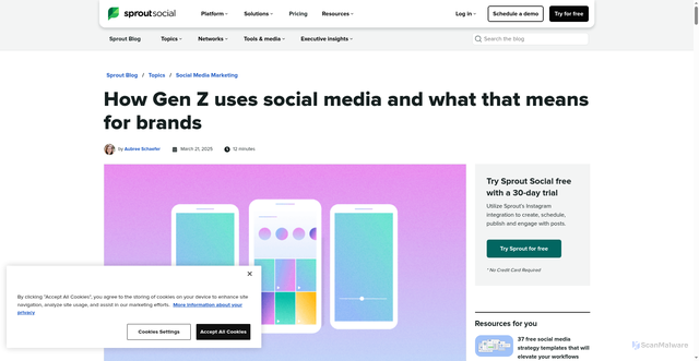 Security scan screenshot of https://sproutsocial.com/insights/gen-z-social-media/