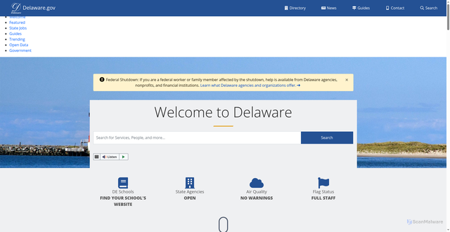 Security scan screenshot of https://delaware.gov//