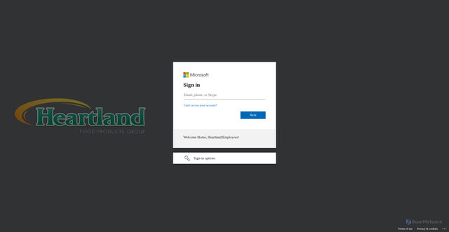 Security scan screenshot of https://heartlandfpg-my.sharepoint.com