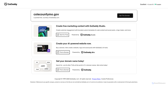 Security scan screenshot of https://colecountymo.gov/