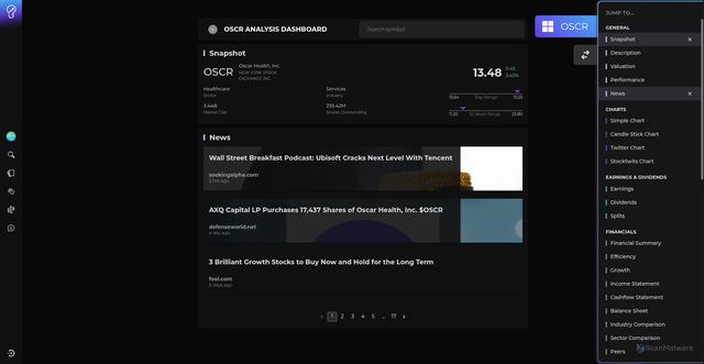 Security scan screenshot of https://utradea.com/stocks/OSCR