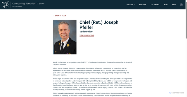 Security scan screenshot of https://ctc.westpoint.edu/team/chief-joseph-pfeifer/