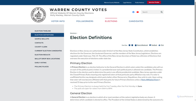 Security scan screenshot of https://www.warrencountyvotes.com/elections/election-definitions