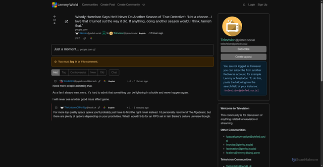 Security scan screenshot of https://lemmy.world/post/38142647?scrollToComments=true