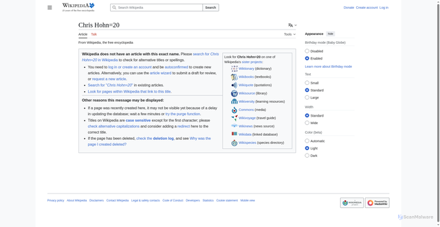 Security scan screenshot of https://en.wikipedia.org/wiki/Chris_Hohn=20