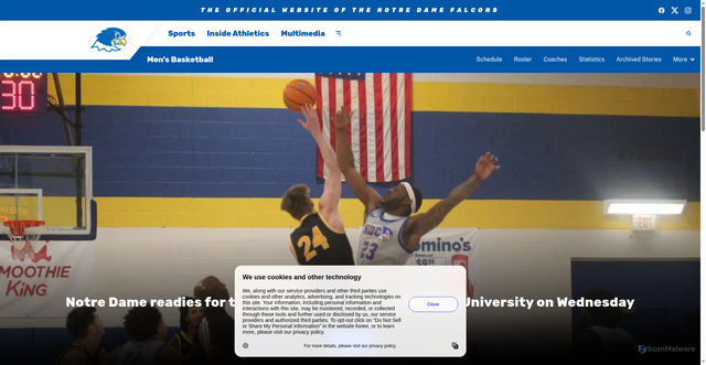 Security scan screenshot of https://notredamefalcons.com/sports/mens-basketball