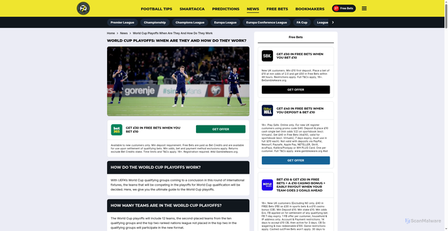 Security scan screenshot of https://footyaccumulators.com/news/world-cup-playoffs-when-are-they-and-how-do-they-work