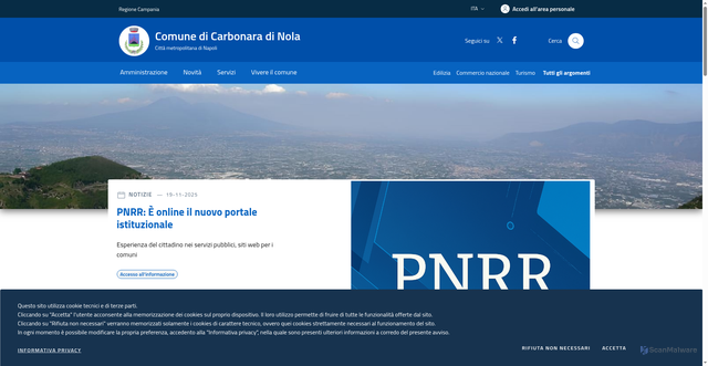 Security scan screenshot of https://www.comune.carbonaradinola.na.it/