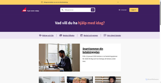 Security scan screenshot of https://www.csn.se/