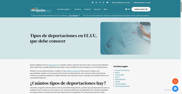 Security scan screenshot of https://airingtonlaw.com/blog/tipos-deportaciones-eeuu-debes-conocer/