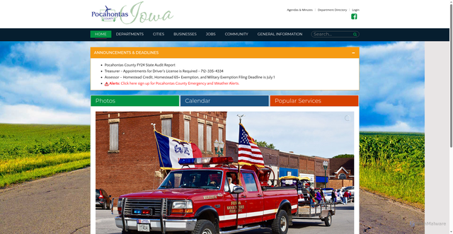 Security scan screenshot of https://pocahontascounty.iowa.gov/