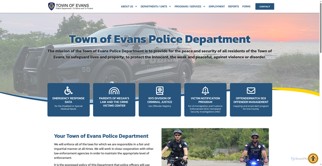 Security scan screenshot of https://evanspoliceny.gov/