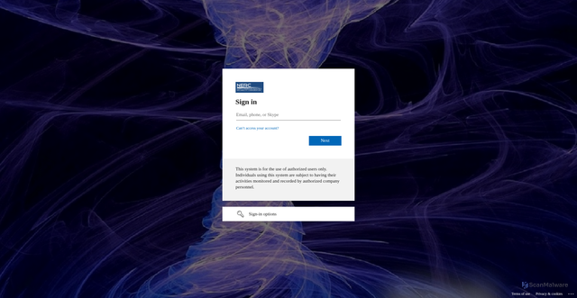 Security scan screenshot of https://nercdr-my.sharepoint.com