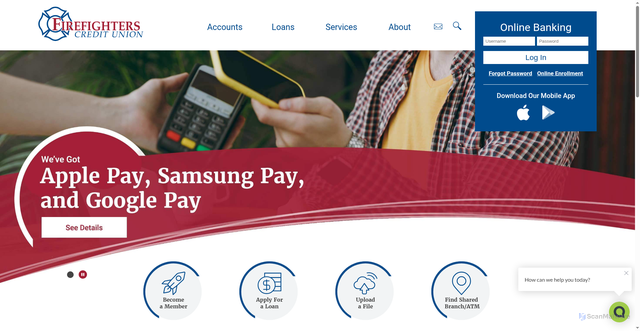 Security scan screenshot of https://www.firefighterscu.com/