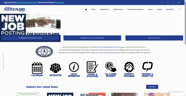 Security scan screenshot of https://scotchplainsnj.gov/