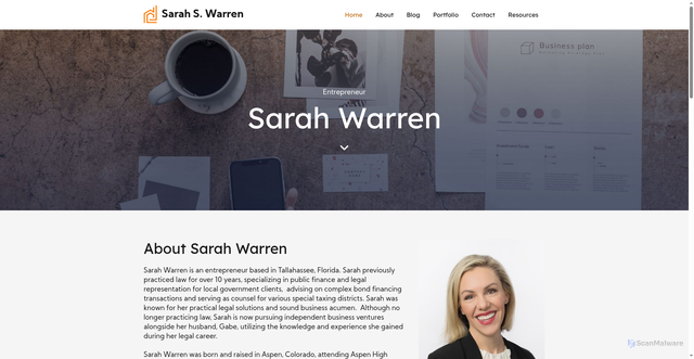 Security scan screenshot of https://sarahswarren.com/