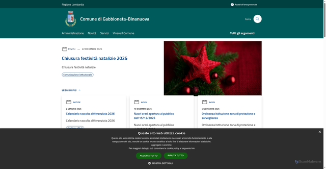 Security scan screenshot of https://www.comune.gabbionetabinanuova.cr.it/it