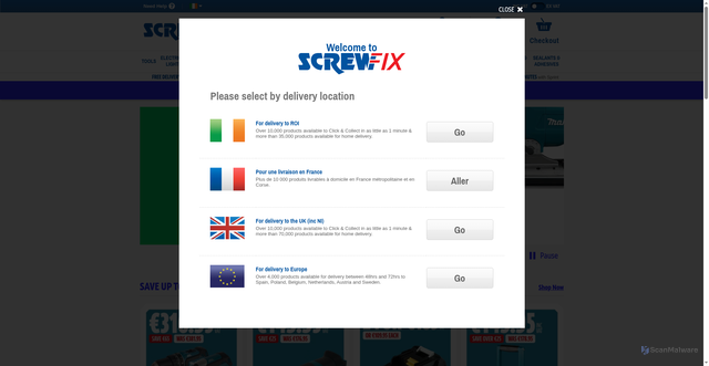Security scan screenshot of https://screwfix.ie
