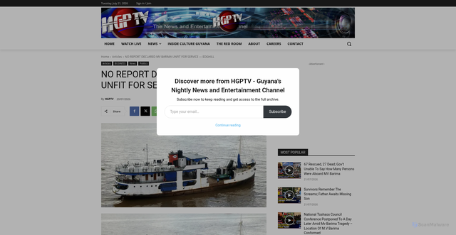 Security scan screenshot of https://www.hgptv.com/no-report-declared-mv-barima-unfit-for-service-edghill/