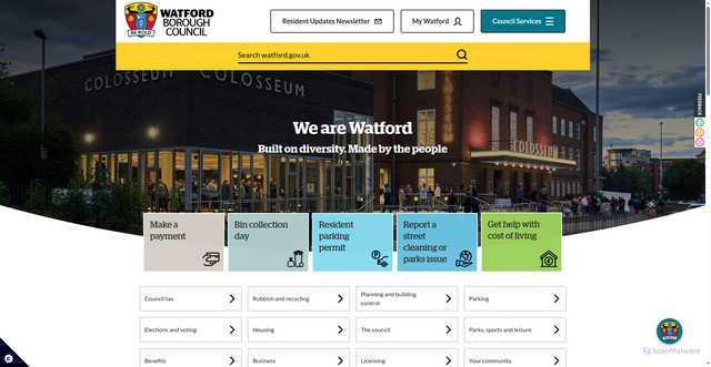 Security scan screenshot of http://www.watford.gov.uk