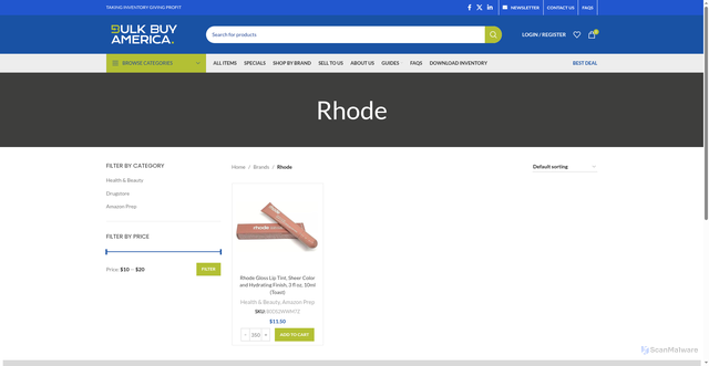 Security scan screenshot of https://bulkbuyamerica.com/brand/rhode/