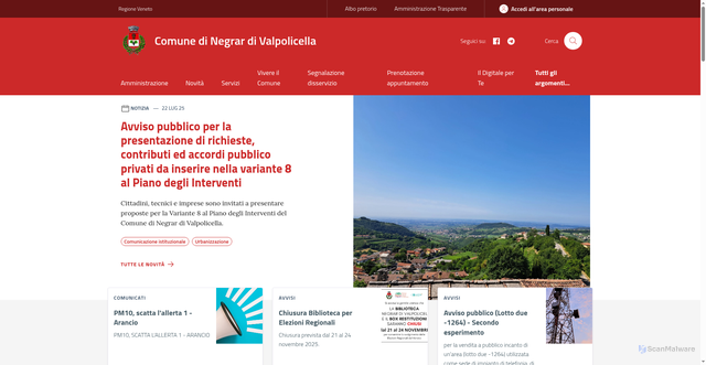 Security scan screenshot of https://www.comune.negrardivalpolicella.vr.it/