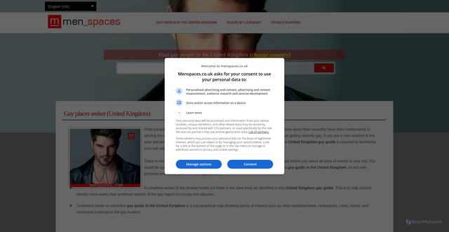 Security scan screenshot of https://www.menspaces.co.uk