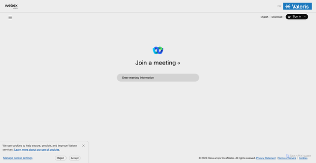 Security scan screenshot of https://valeris.webex.com