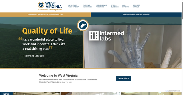 Security scan screenshot of https://westvirginia.gov/