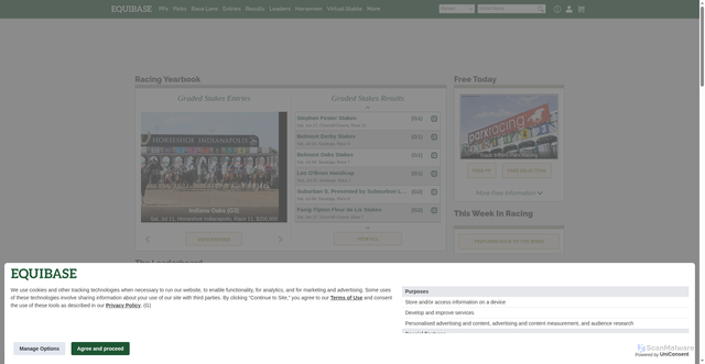 Security scan screenshot of https://equibase.com