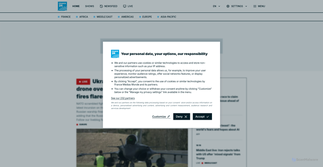 Security scan screenshot of https://france24.com