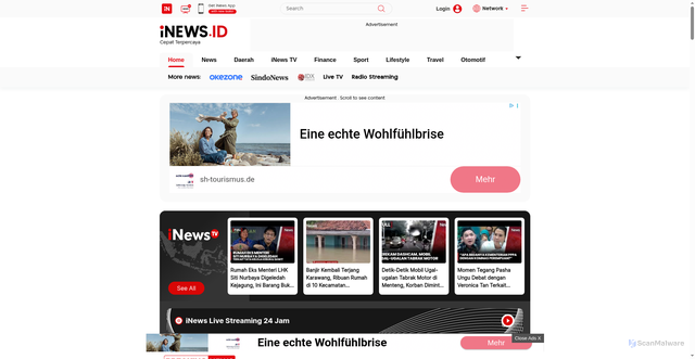 Security scan screenshot of https://inews.id
