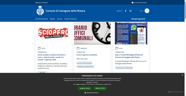 Security scan screenshot of https://www.comune.calvagesedellariviera.bs.it/it