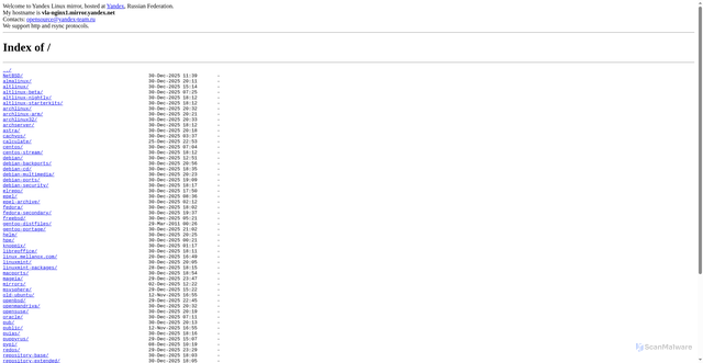 Security scan screenshot of https://ftp.yandex.ru