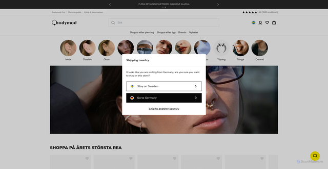 Security scan screenshot of https://bodymod.se/