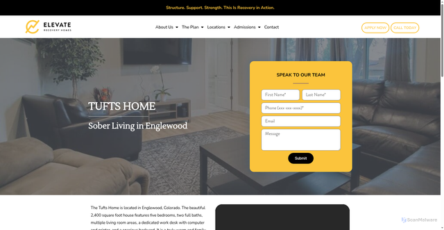 Security scan screenshot of https://elevaterecoveryhomes.com/sober-living-in-englewood/