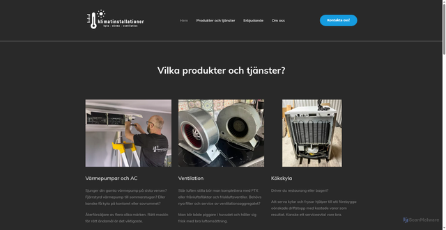 Security scan screenshot of https://klimatinstallationer.se