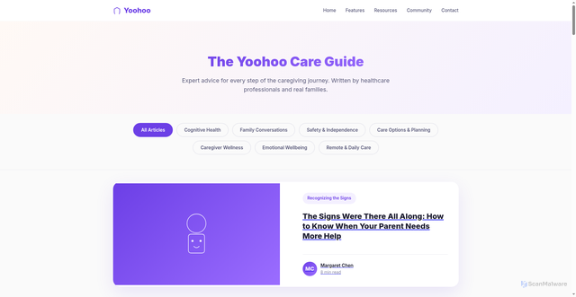 Security scan screenshot of https://yoohoo.care/resources/