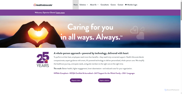 Security scan screenshot of https://content.healthadvocate.com