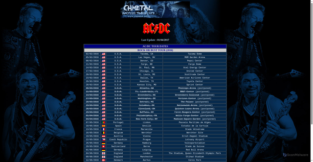 Security scan screenshot of https://www.chmetal.info/tourdates/ACDC_2016.htm