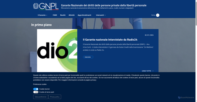 Security scan screenshot of https://www.garantenazionaleprivatiliberta.it/gnpl/