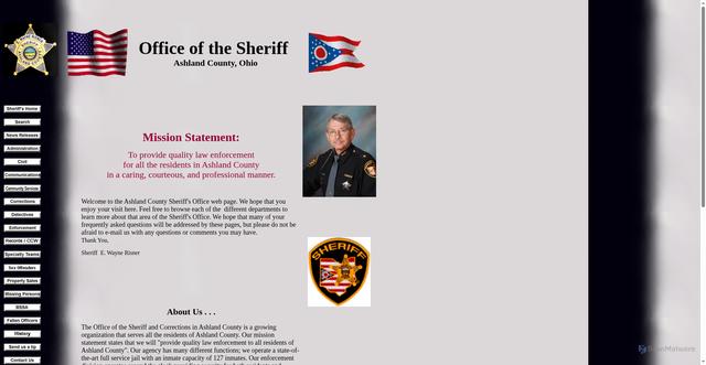 Security scan screenshot of http://sheriffashlandcooh.gov/