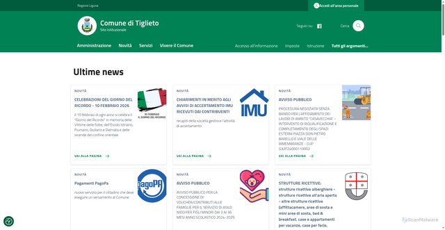 Security scan screenshot of https://comune.tiglieto.ge.it/