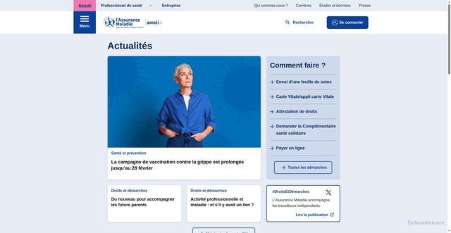 Security scan screenshot of https://ameli.fr