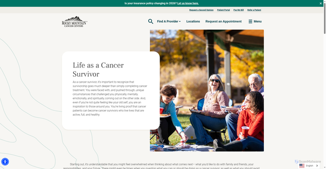 Security scan screenshot of https://www.rockymountaincancercenters.com/cancer-survivorship