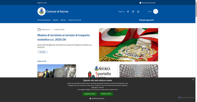 Security scan screenshot of https://comune.ascrea.ri.it/it