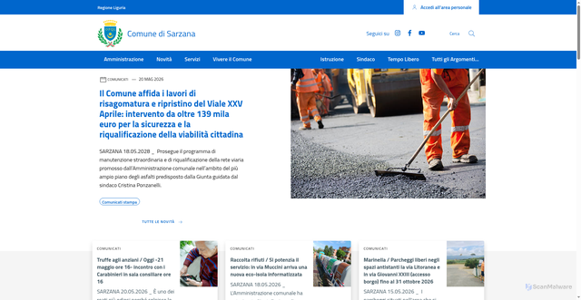 Security scan screenshot of https://www.comune.sarzana.sp.it