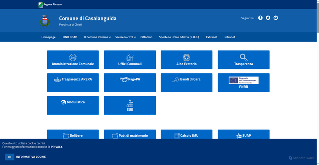 Security scan screenshot of https://www.comune.casalanguida.ch.it