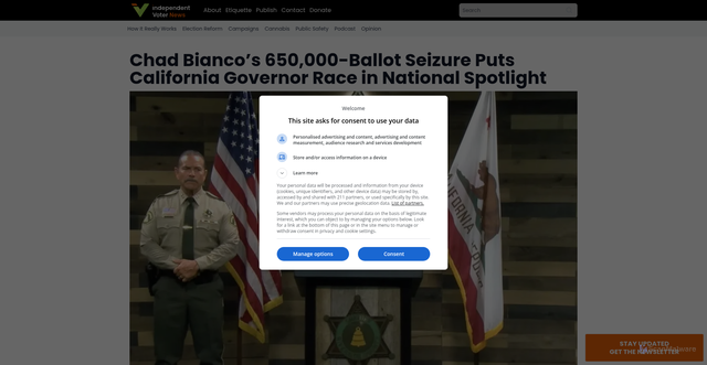 Security scan screenshot of https://ivn.us/posts/chad-biancos-650-000-ballot-seizure-puts-california-governor-race-in-national-spotlight-2026-03-23