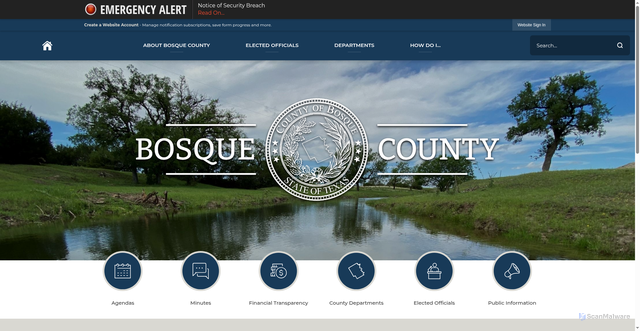 Security scan screenshot of https://bosquecounty.gov/